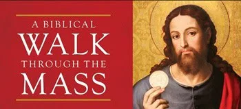 Walk Through The Mass Religious image of Jesus Christ holding a communion wafer.